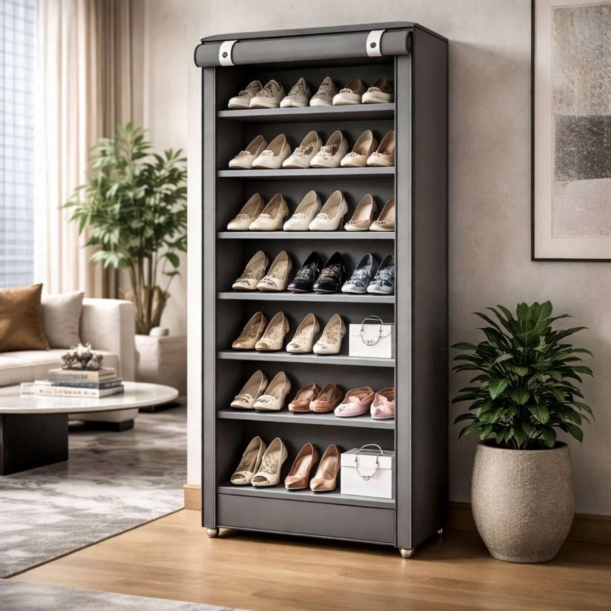 Enclave Aera Concealed Shoe Sanctuary | 10-Tier Freestanding Fabric Cabinet