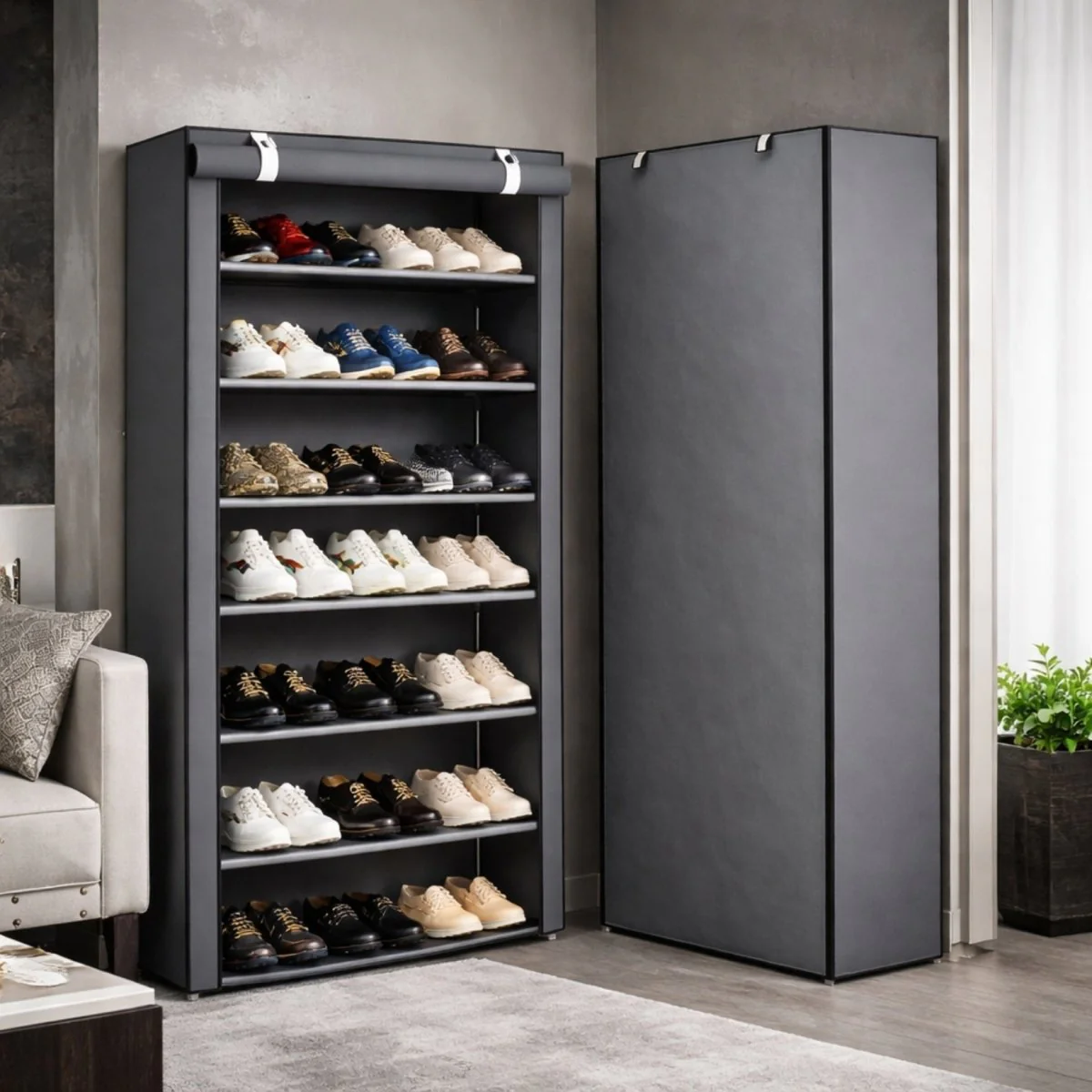 Enclave Aera Concealed Shoe Sanctuary | 10-Tier Freestanding Fabric Cabinet - Image 2