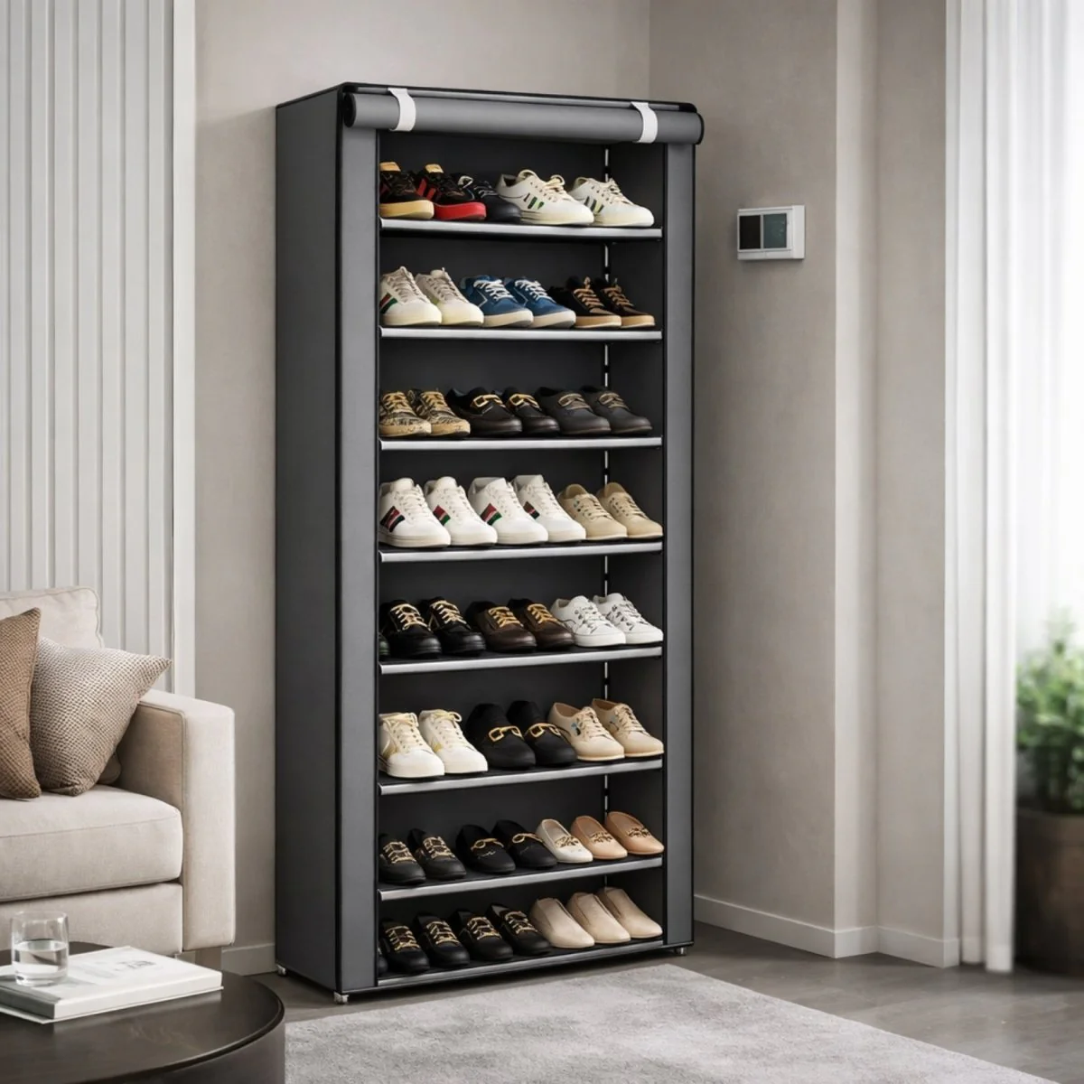 Enclave Aera Concealed Shoe Sanctuary | 10-Tier Freestanding Fabric Cabinet - Image 4
