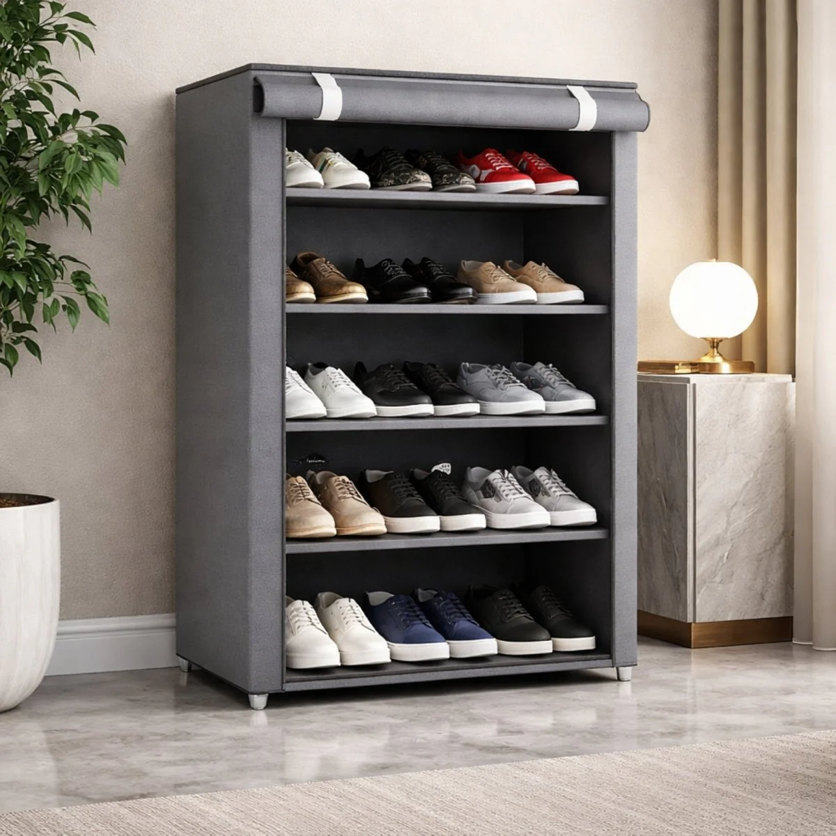 Enclave Aera Concealed Shoe Sanctuary | 10-Tier Freestanding Fabric Cabinet - Image 5