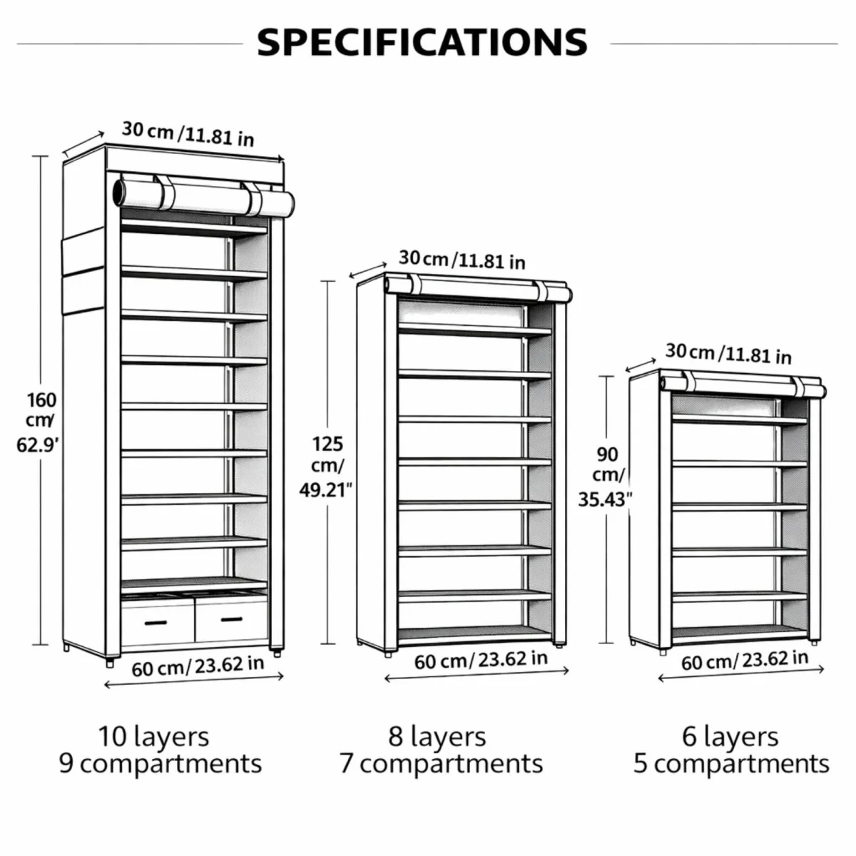 Enclave Aera Concealed Shoe Sanctuary | 10-Tier Freestanding Fabric Cabinet - Image 8