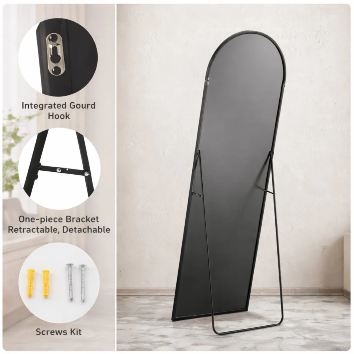 Shadow Lumina Sanctuary | Minimalist Arched Full Length Floor Mirror - Image 13