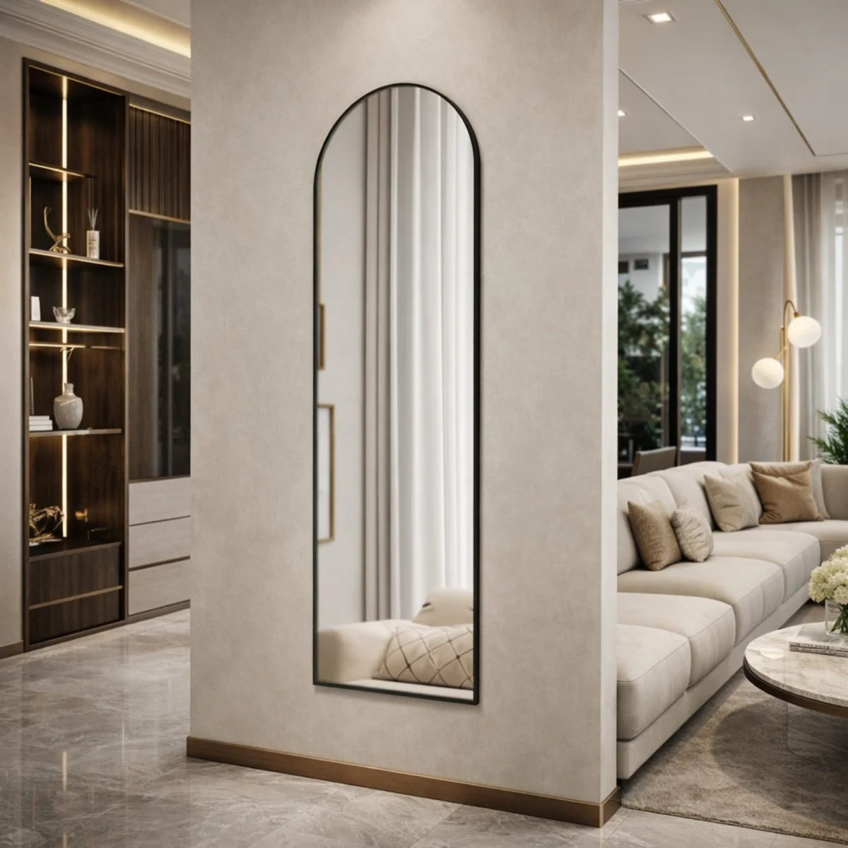 Shadow Lumina Sanctuary | Minimalist Arched Full Length Floor Mirror - Image 5