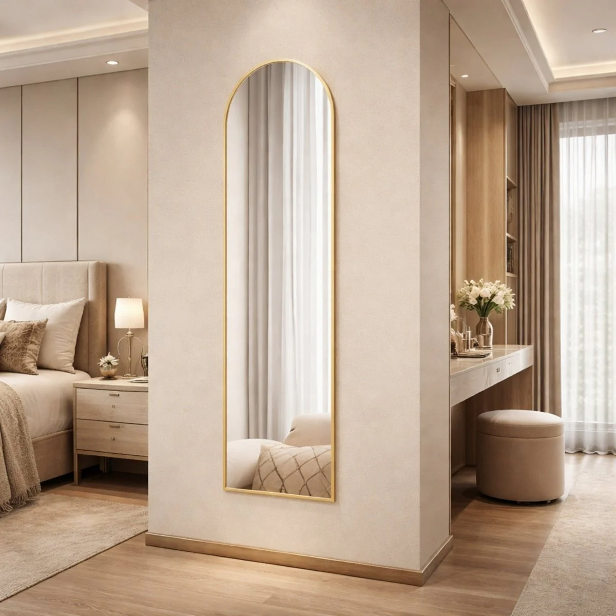Shadow Lumina Sanctuary | Minimalist Arched Full Length Floor Mirror - Image 6