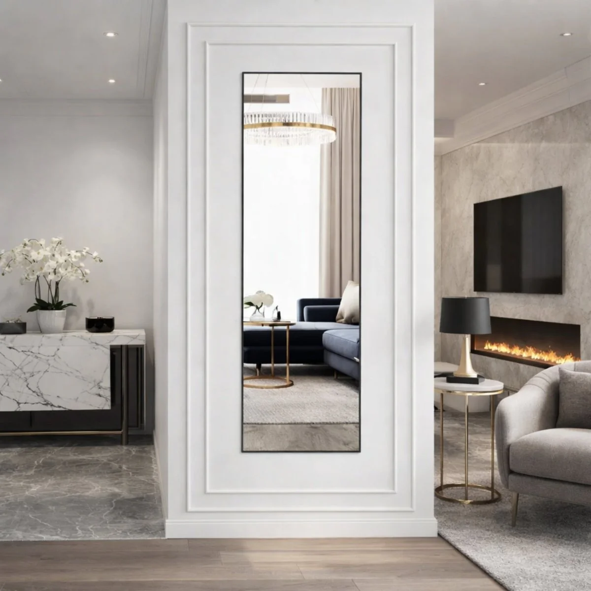 Shadow Lumina Sanctuary | Minimalist Arched Full Length Floor Mirror - Image 8