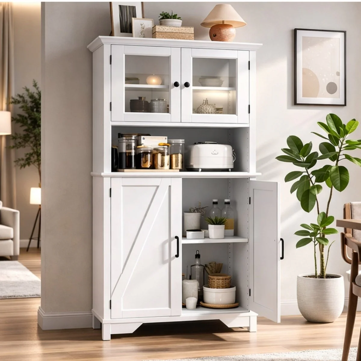 Hudson Larder | Farmhouse Coffee Bar & Display Hutch - Image 2