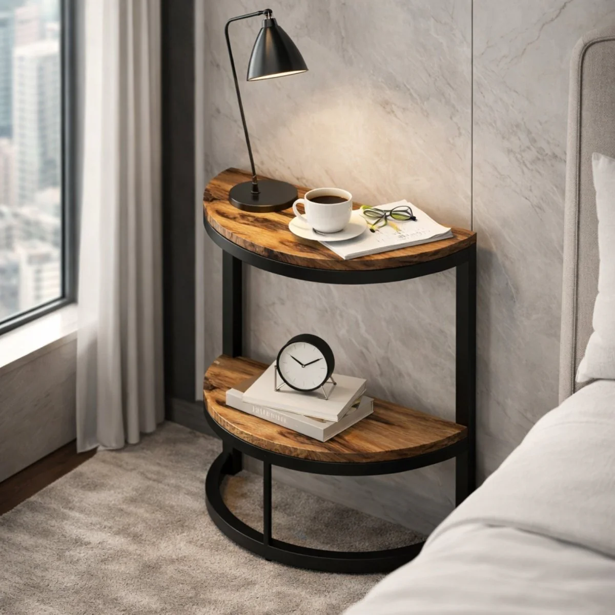 Luna Console | Industrial Half-Moon Accent Table - Image 3