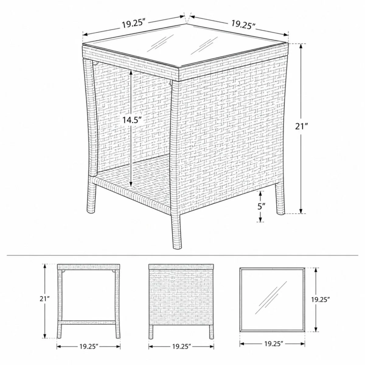 Oasis Table | All-Weather Grey Woven Outdoor Side Table with Glass Top - Image 6