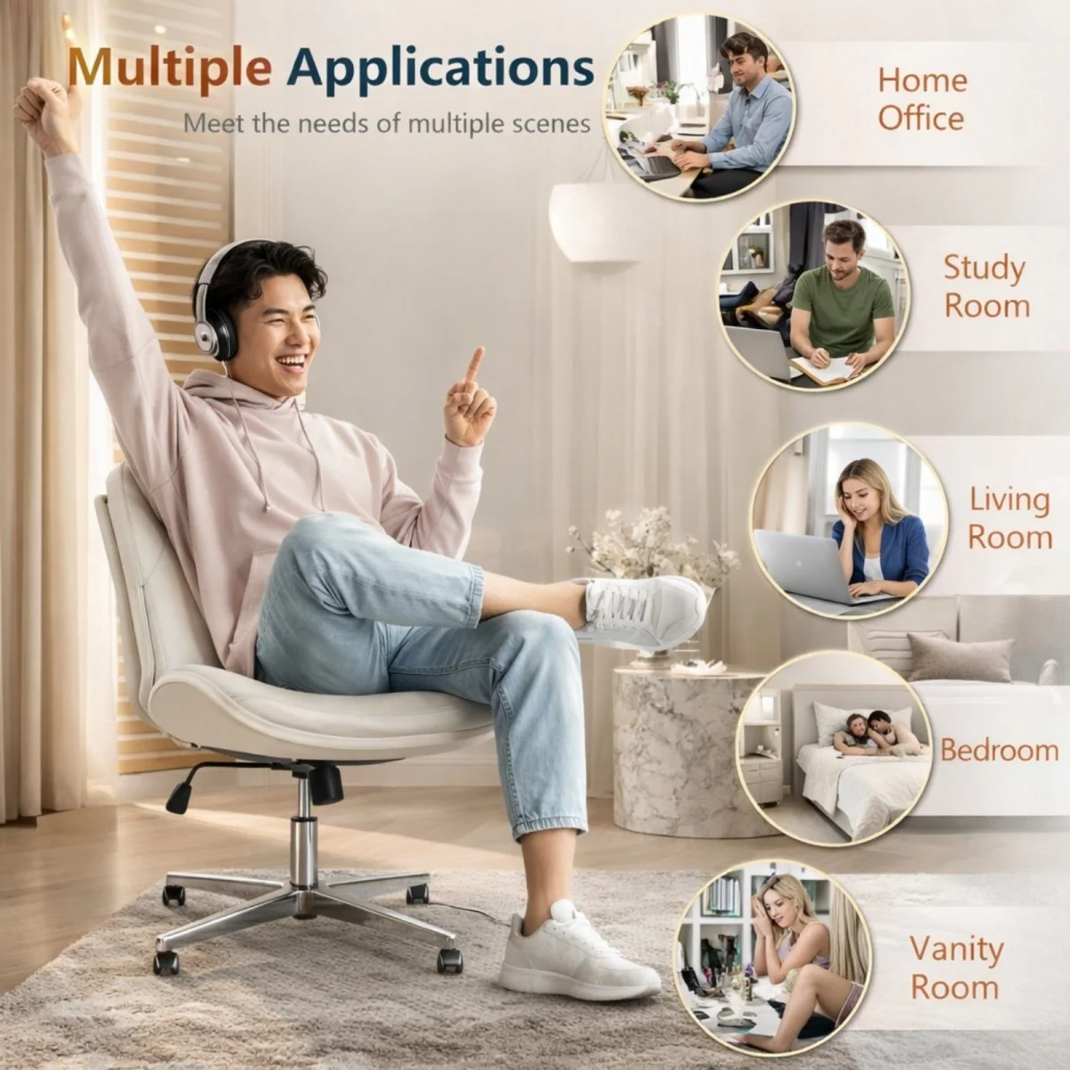 Kova Cross-Legged Chair | Wide-Seat Swivel Sanctuary - Image 12