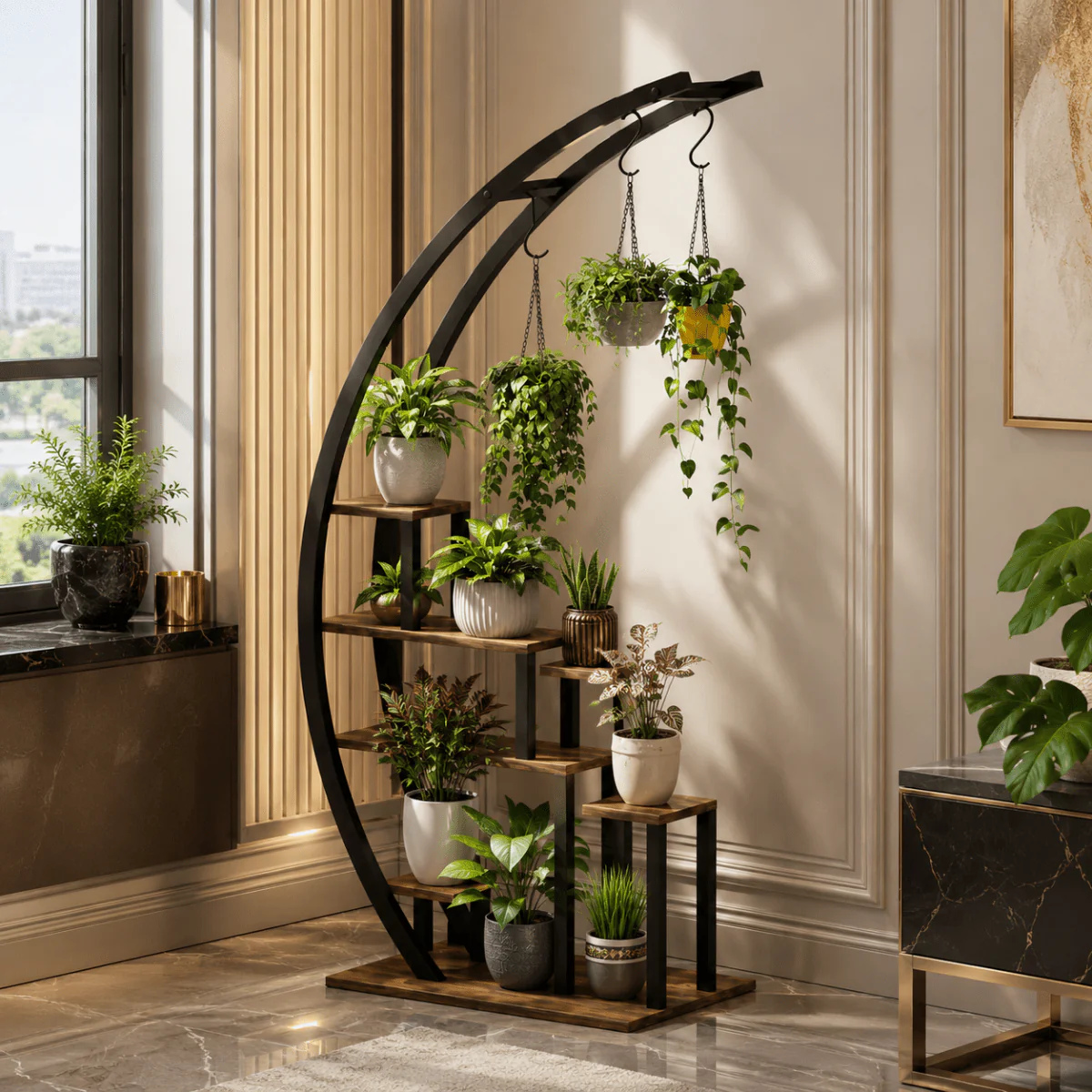 Luna Arch Botanical Gallery | 5-Tier Half-Moon Plant Stand - Image 2