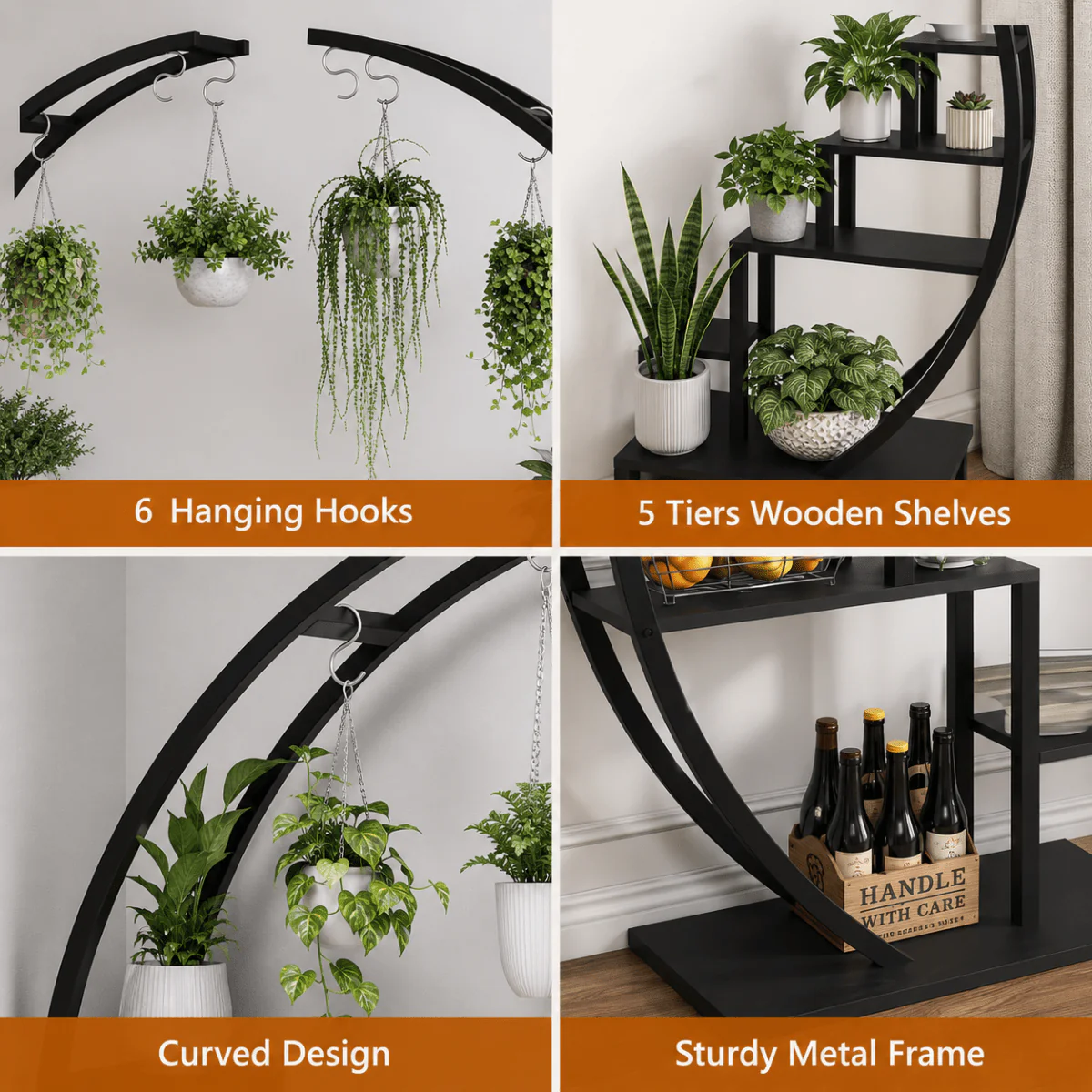 Luna Arch Botanical Gallery | 5-Tier Half-Moon Plant Stand - Image 9