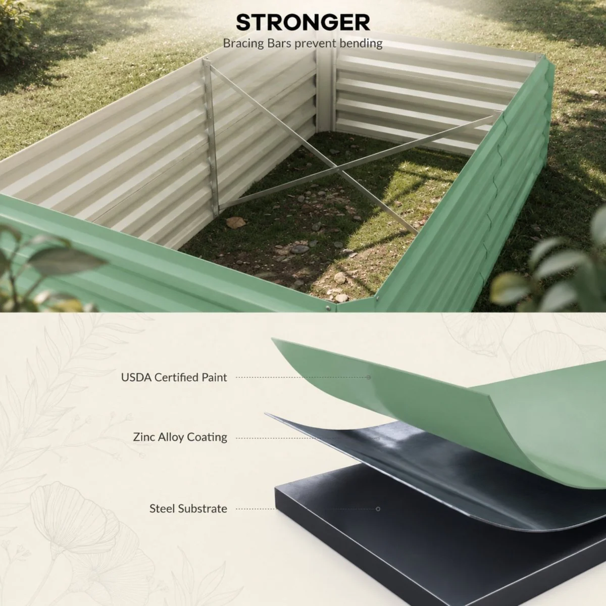 Terra Sanctuary Bed | 2ft Tall Corrugated Metal Planter - Image 3