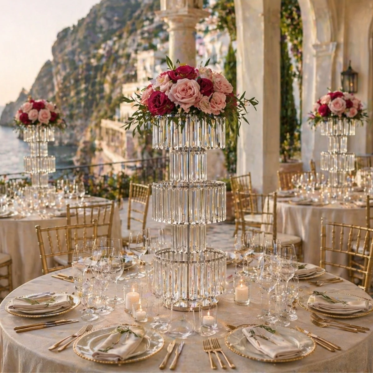 Versailles Grand Stand | Tall Tiered Crystal Floral Centerpiece - Image 3